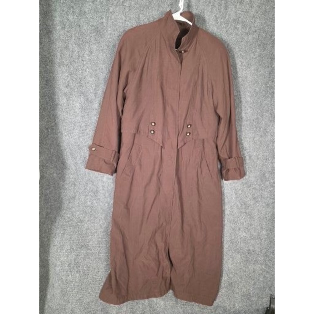 VTG John Weitz Women's Long Trench Coat Brown Full‎ Length Size 4 Elegant Winter